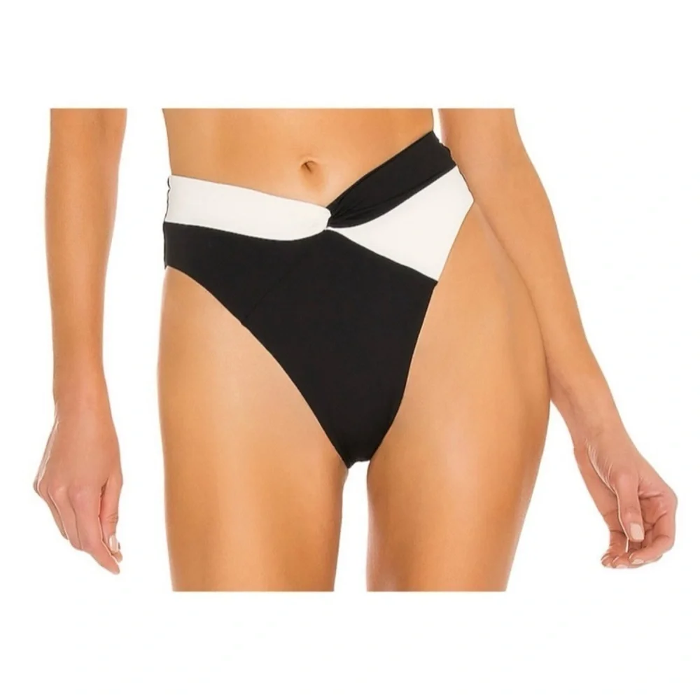 NEW L*SPACE Nancy Lee Bikini Bottoms in Cream + Black